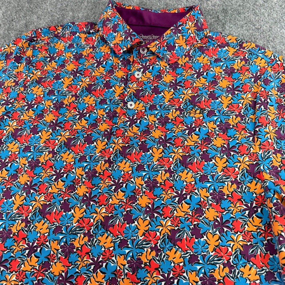 Good Good Golf Polo Shirt Mens Small Tropical Leaf Print Fighting For‎ Par